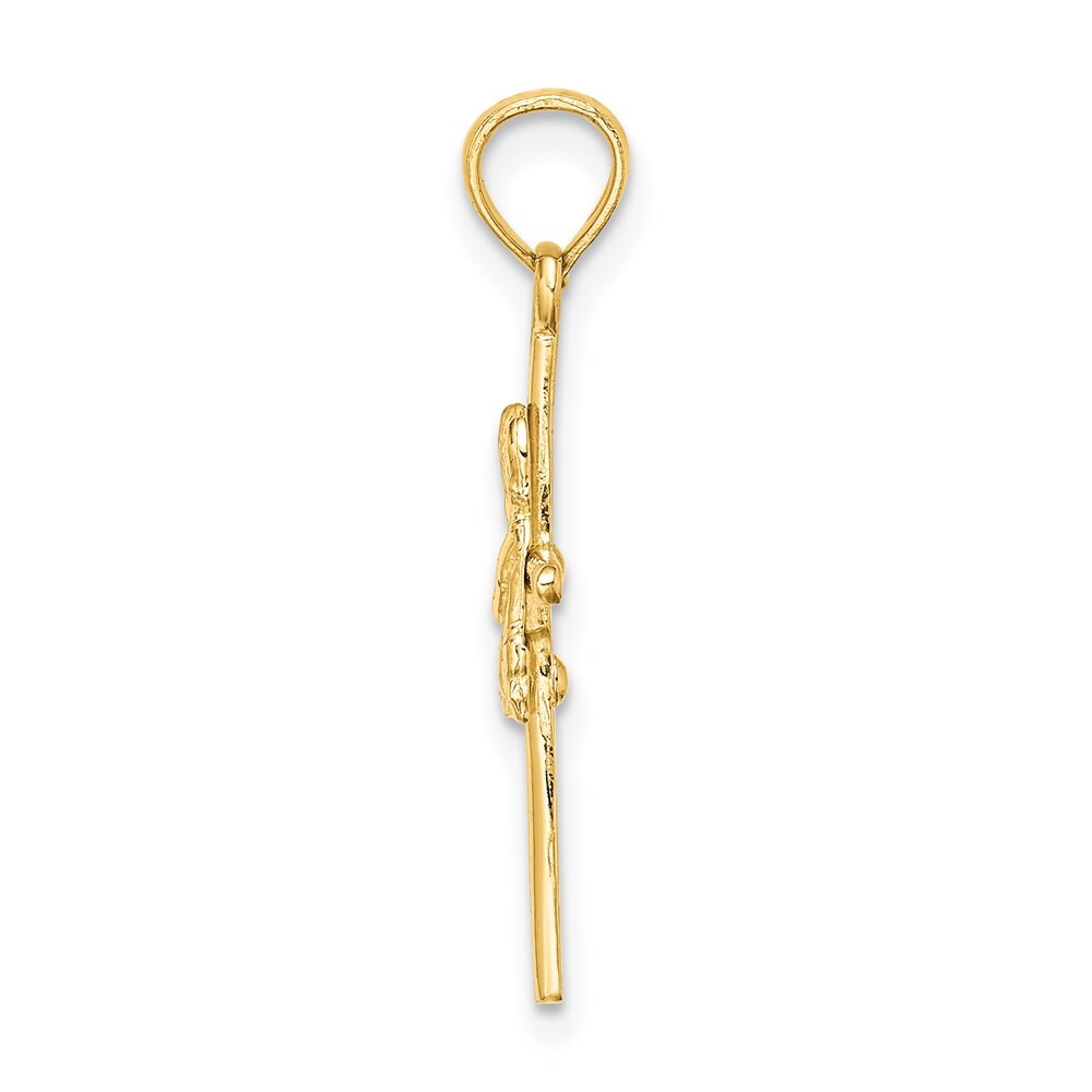 14k Yellow Gold Praying Boy Cross Charm Pendant for Women