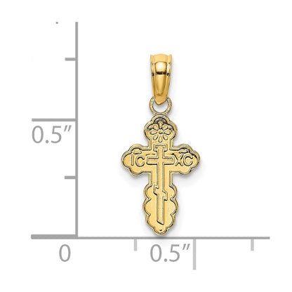 14k Yellow Gold Mini Eastern Orthodox Cross Charm