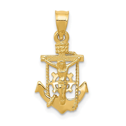 14k Yellow Gold Polished Mariner Crucifix Pendant for Women