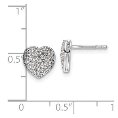 14k White Gold Diamond Heart Stud Earrings