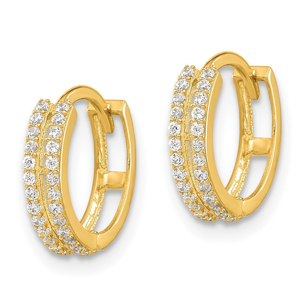 14k Yellow Gold Cubic Zirconia Hinged Hoop Earrings