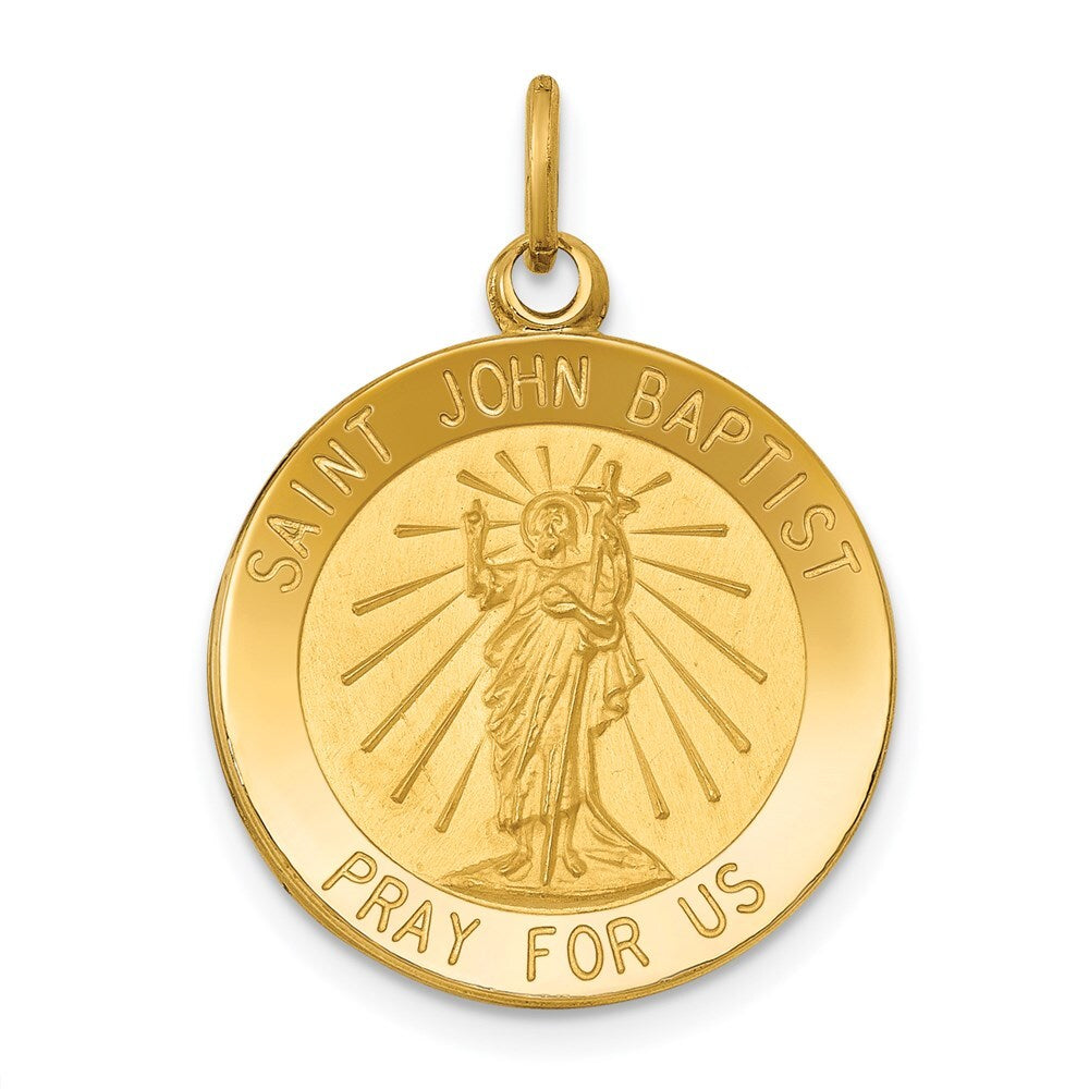 14k Yellow Gold Saint John Baptist Medal Pendant for Women