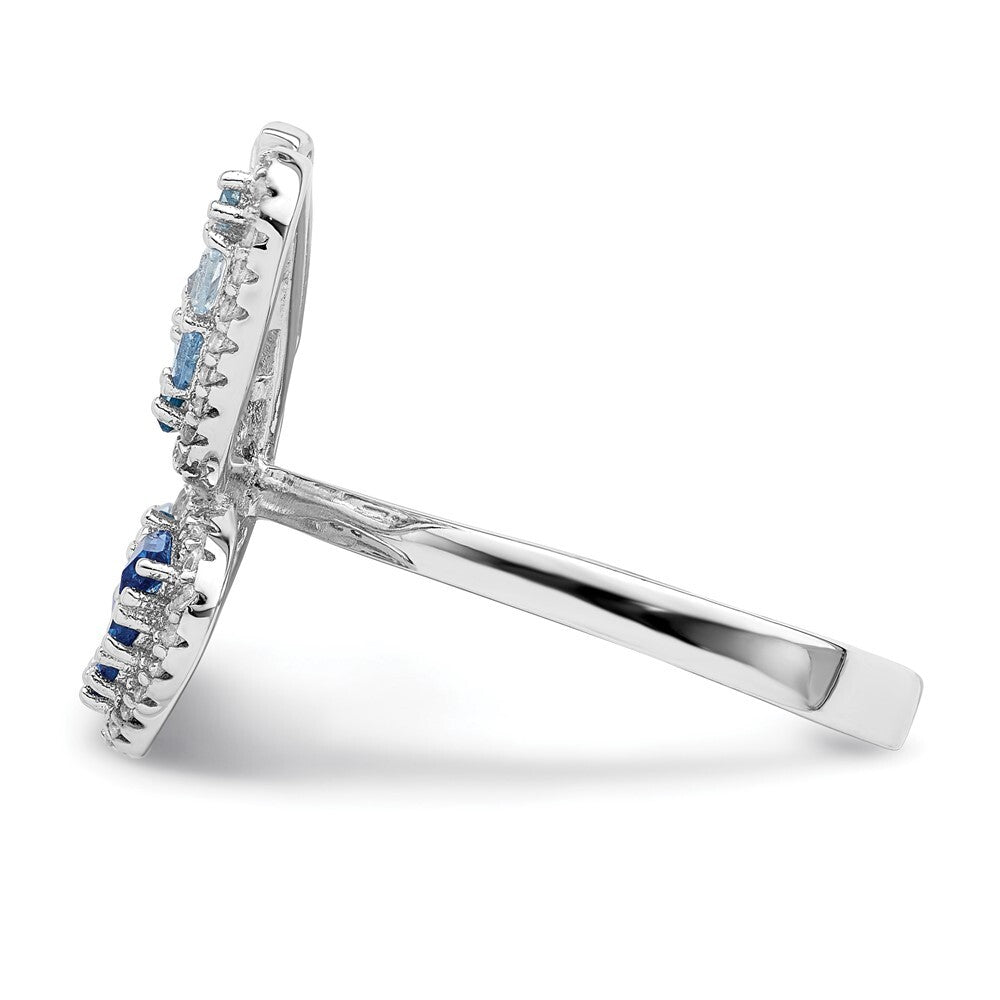 Sterling Silver Rhodium-plated Polished Blue & White CZ Butterfly Ring Size 6