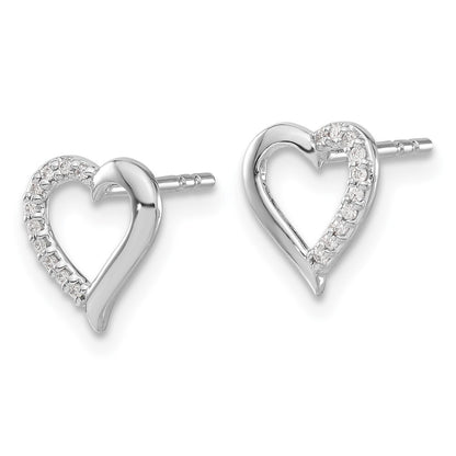 14k White Gold Diamond Heart Stud Earrings Gift for Women