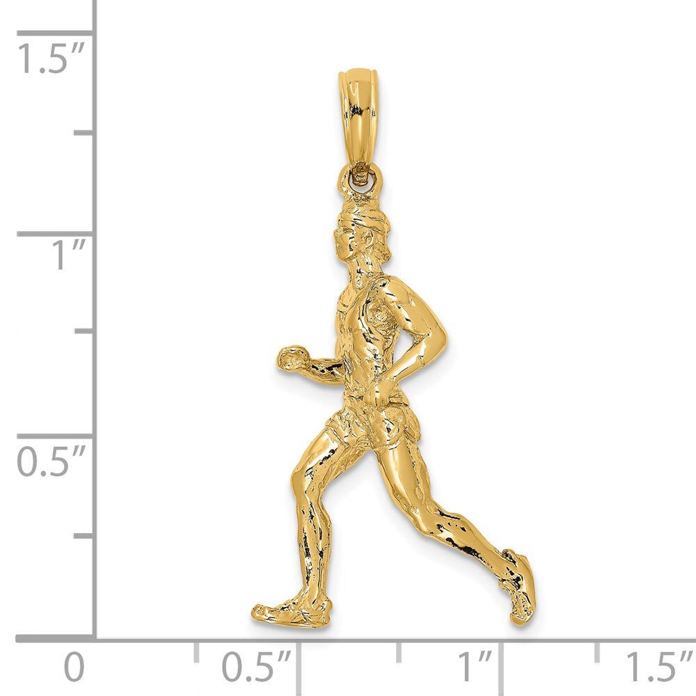 14k Yellow Gold 3-D Polished Runner Charm Pendant for Women