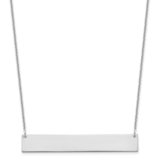 10k White Gold Large Blank Bar Necklace