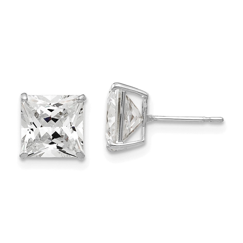 14k White Gold 7mm Square CZ Earrings