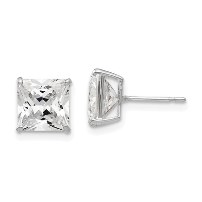 14k White Gold 7mm Square CZ Earrings