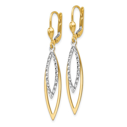 14k Two-tone Diamond-cut Drop Dangle Earrings