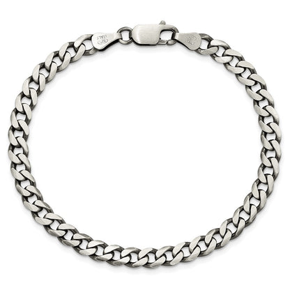 Sterling Silver Antiqued 6.0mm Curb Chain Bracelet