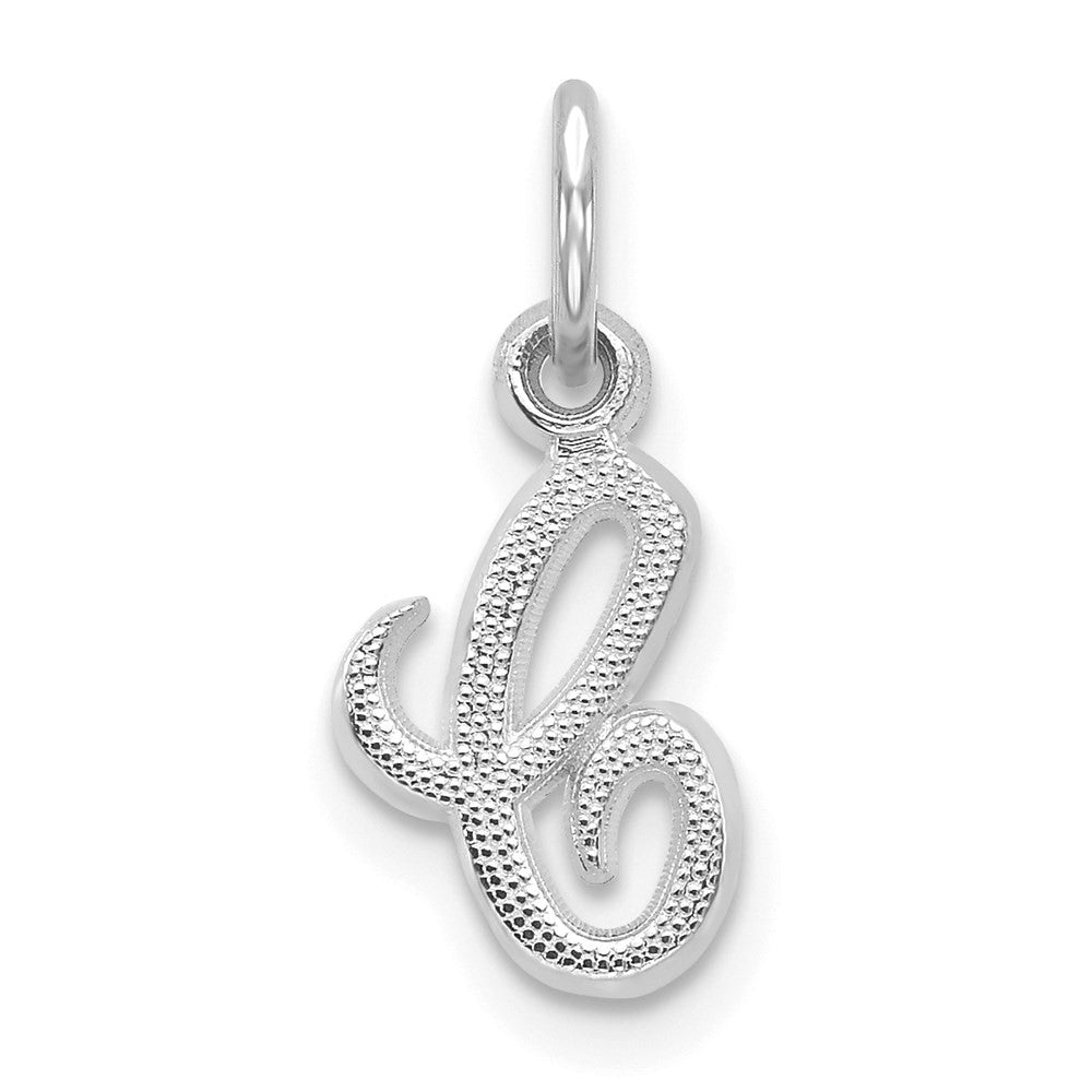 14K White White Gold Casted Script Letter C Initial Charm