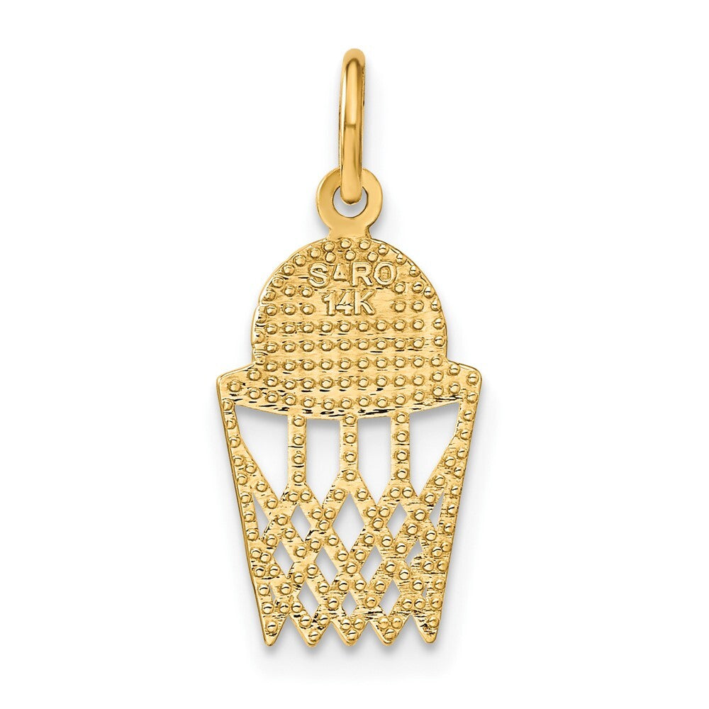 14k Yellow Gold Basketball in Net Charm Pendant for Women