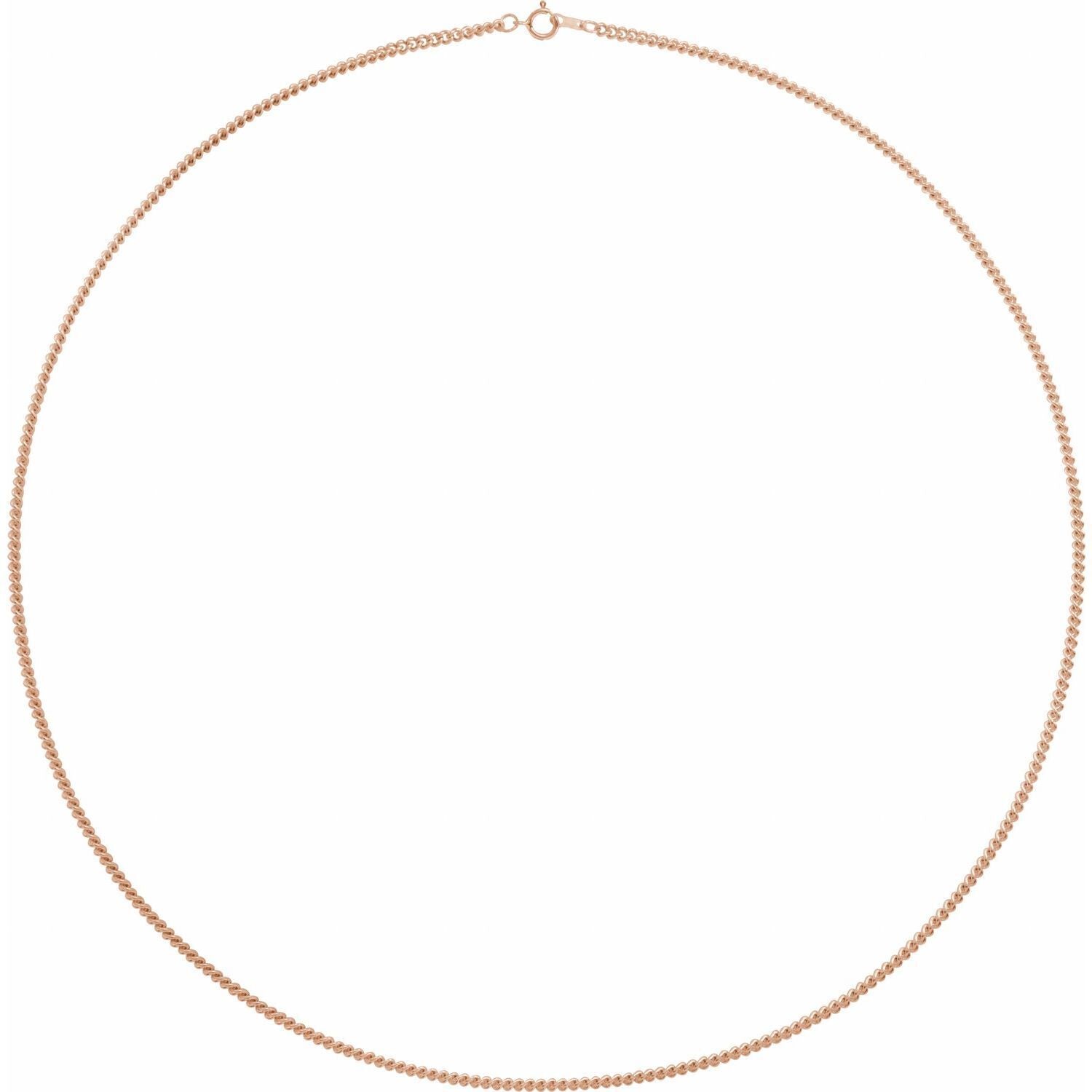 14k Rose Gold 2.25 mm Curb 24" Chain Necklace Fine Gift for Women