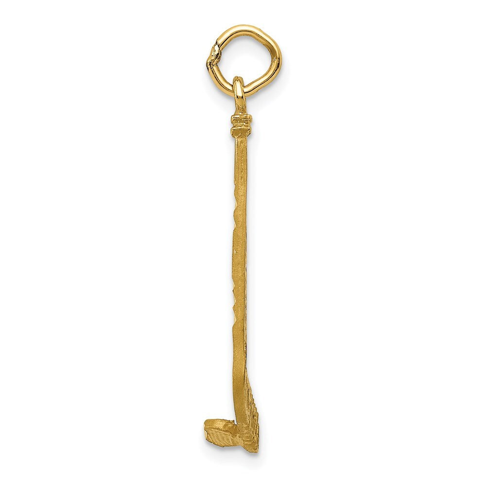 14k Yellow Gold Satin Diamond-cut Hockey Stick Charm