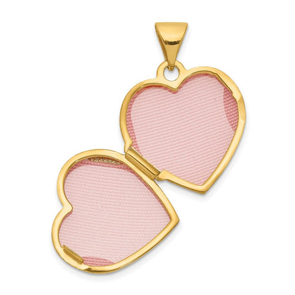 14k Yellow Gold 15mm Half Scroll Design Heart Locket