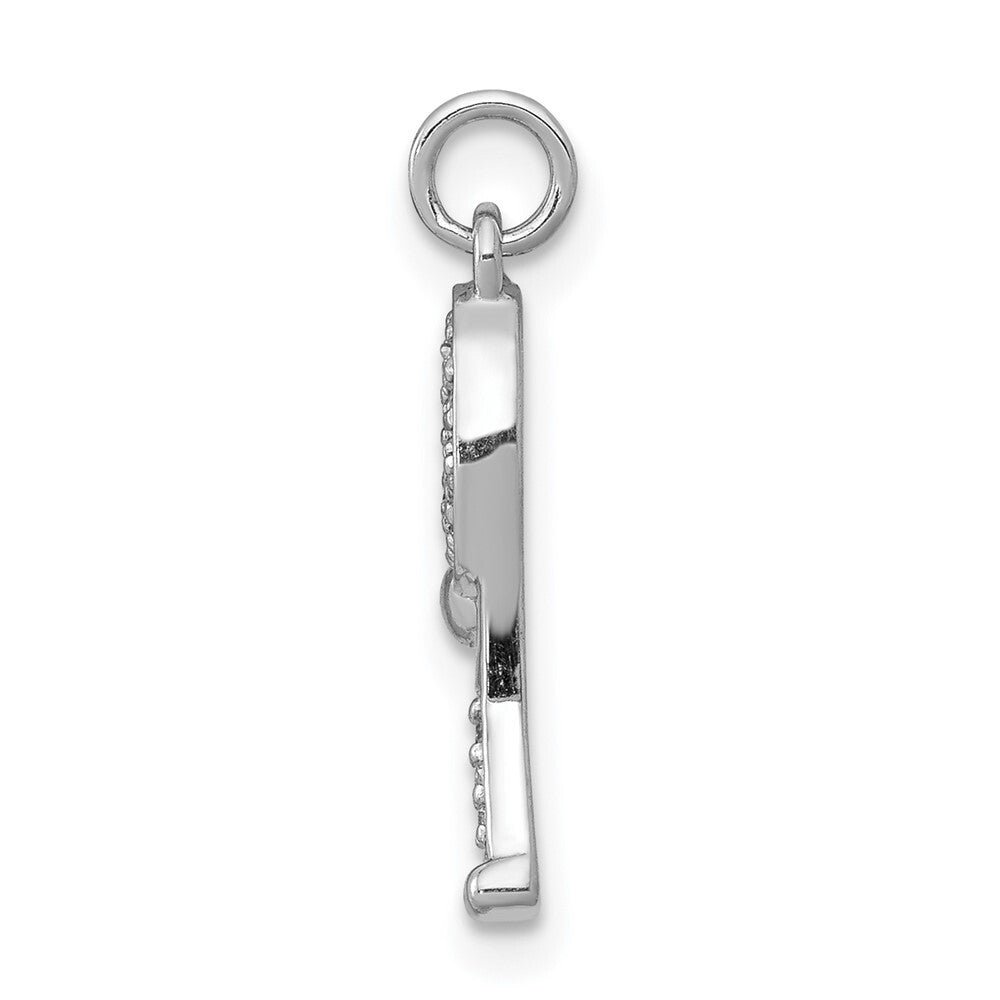 14k White Gold Diamond Racket and Ball Pendant for Women
