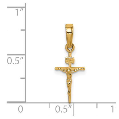 14k Yellow Gold Small INRI Crucifix Pendant for Women