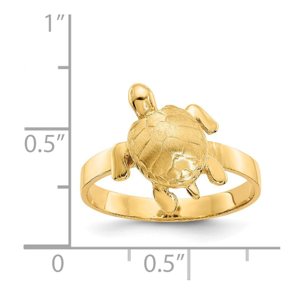 14K Yellow Gold Gold Polished / Textured Sea Turtle Ring