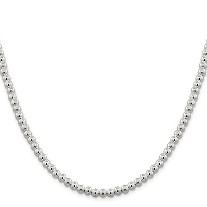 Sterling Silver 5mm Beads on Box Chain Necklace