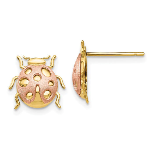 14k Two-Tone Gold Ladybug Stud Earrings