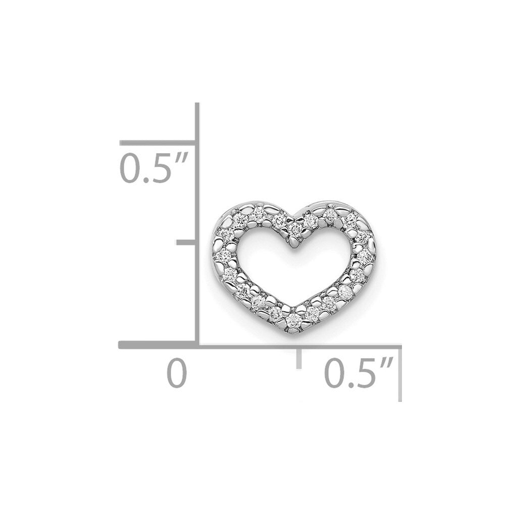 14k White Gold 1/15ct. Diamond Heart Chain Slide Pendant for Women