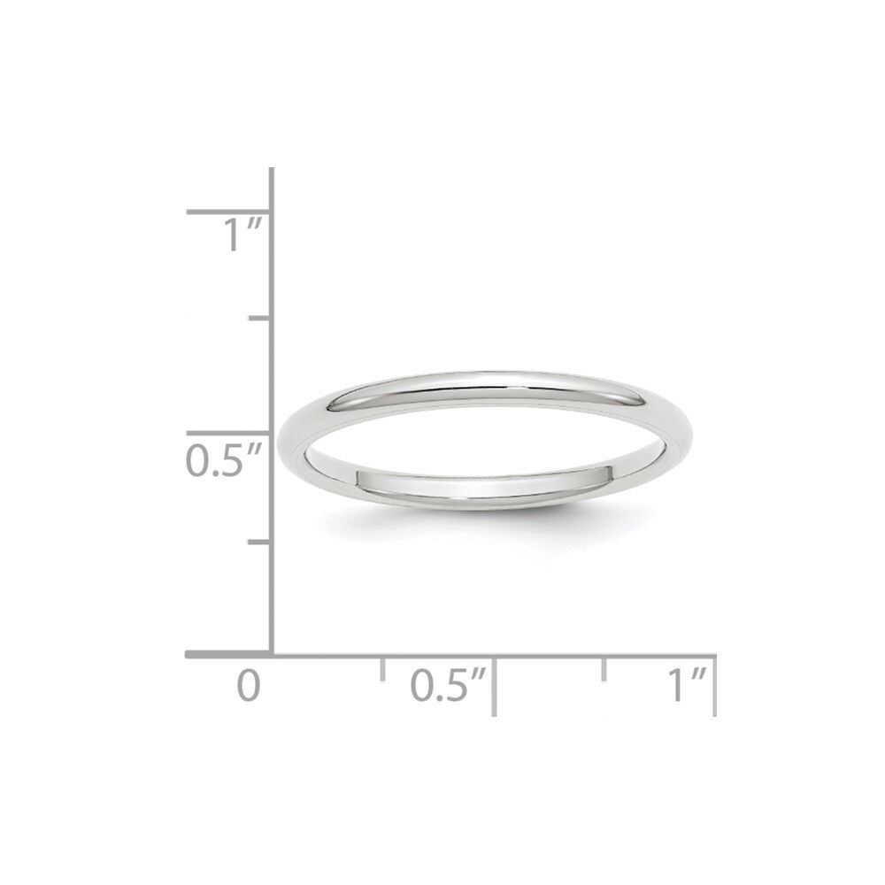 14k White Gold 2mm Standard Weight Comfort Fit Wedding Band Size 8