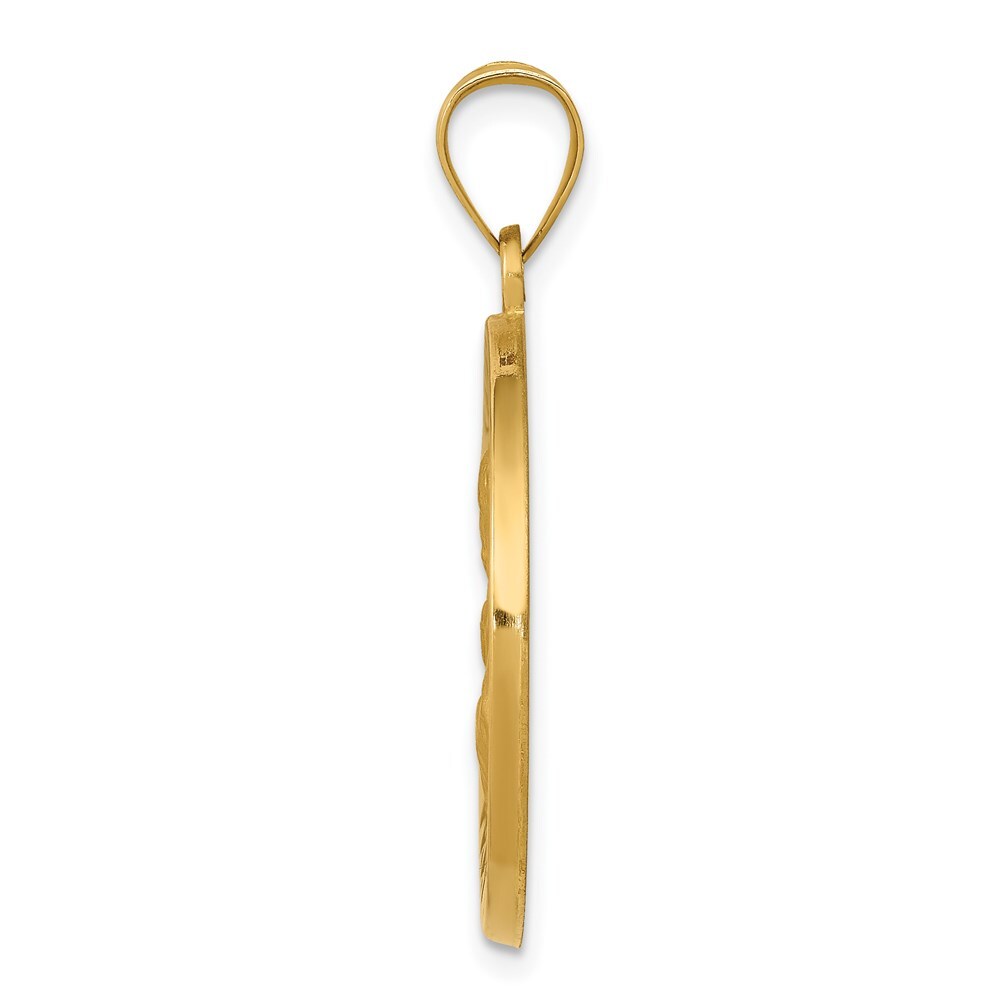 14k Yellow Gold Polished and Satin St Joseph Medal Hollow Pendant