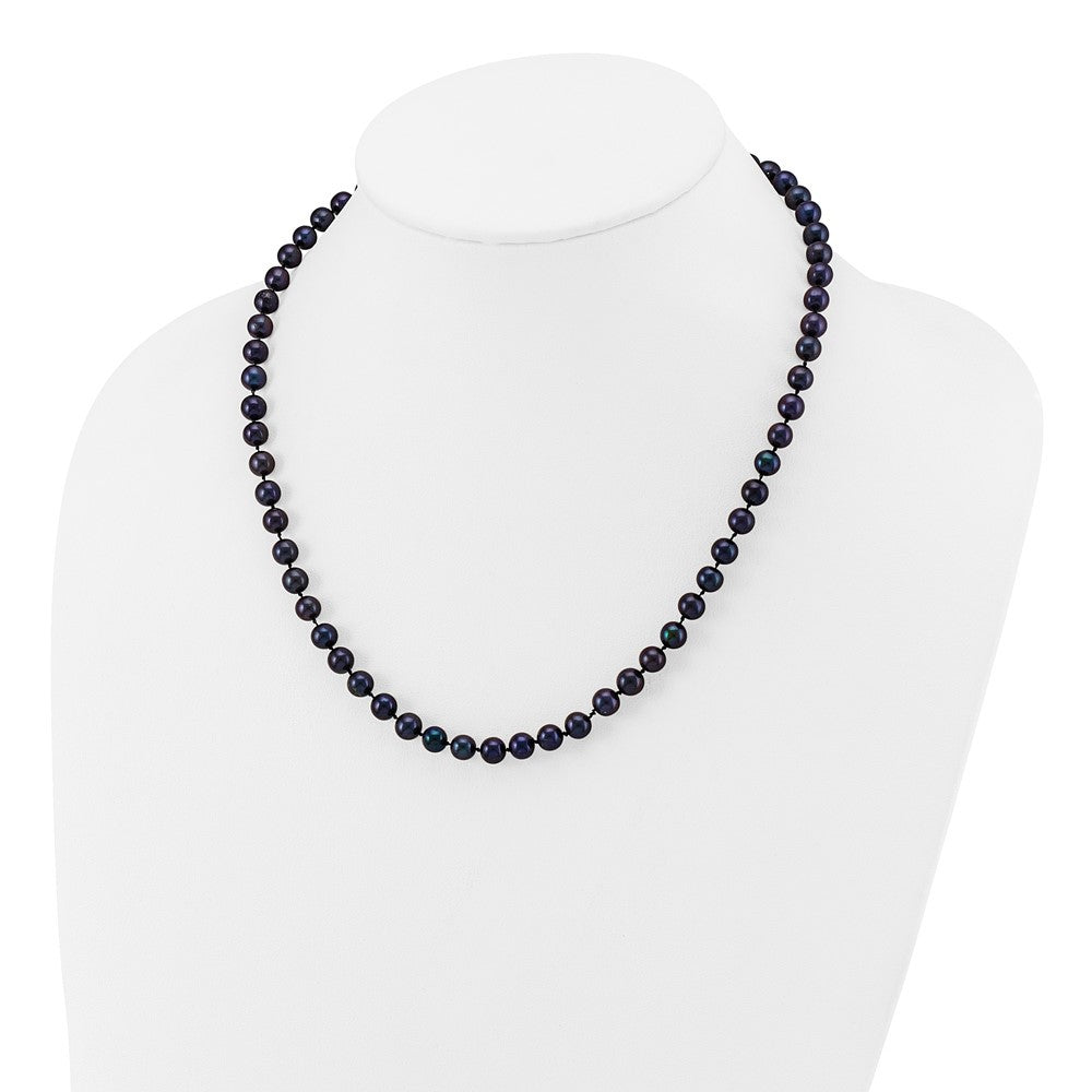 14k Yellow Gold 6-7mm Black Freshwater Cultured Pearl 18 inch Necklace