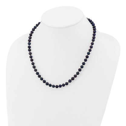 14k Yellow Gold 6-7mm Black Freshwater Cultured Pearl 18 inch Necklace