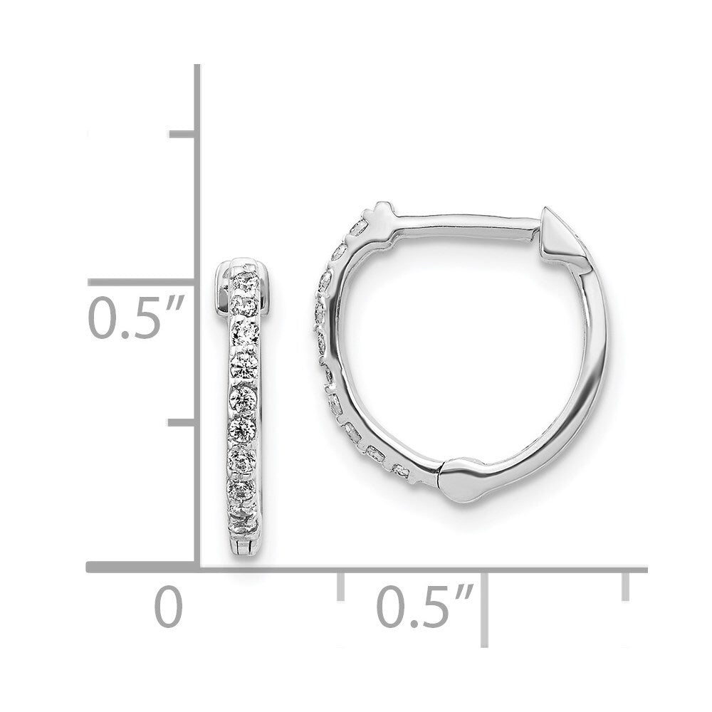 14k White Gold Diamond Hoop Earrings