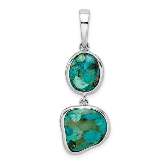 Sterling Silver Rhodium-plated Reconstituted Turquoise Pendant