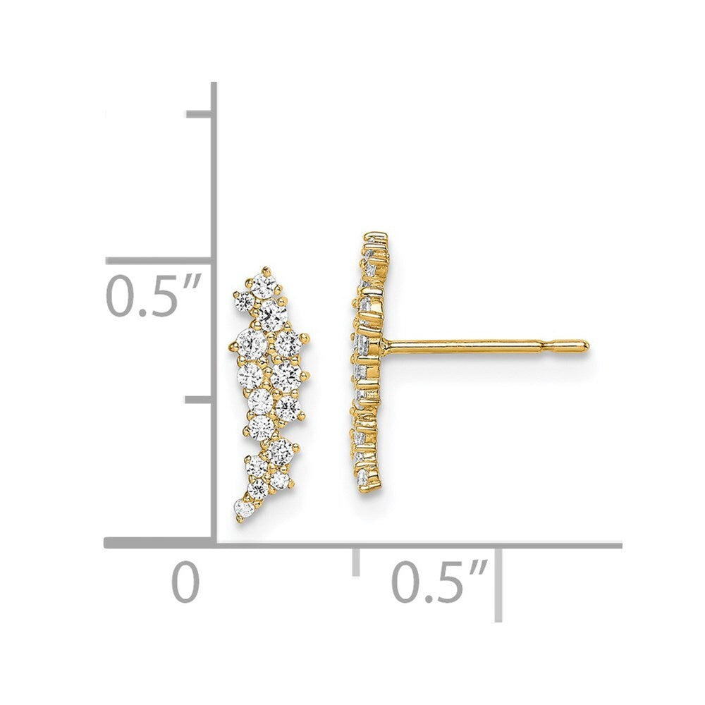 14k Yellow Gold Cubic Zirconia Cluster Stud Earrings Gift for Women