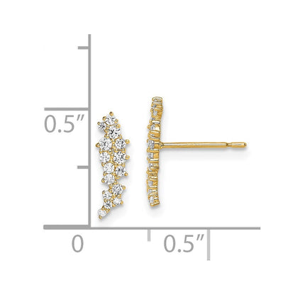 14k Yellow Gold Cubic Zirconia Cluster Stud Earrings Gift for Women