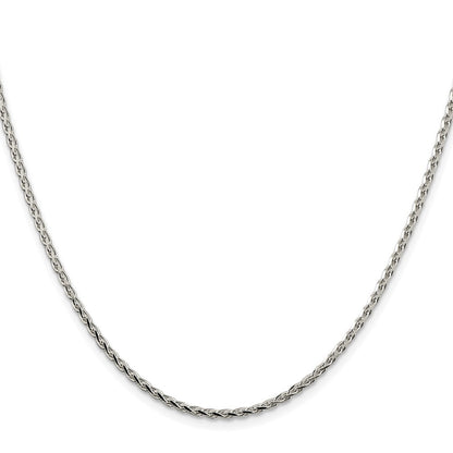 Sterling Silver Rhodium-plated 2.15mm Diamond-cut Round Spiga Chain