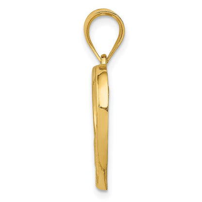 14k Yellow Gold Polished and Satin Mom/Baby Heart Charm Pendant for Women