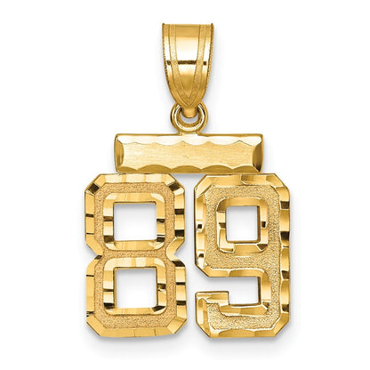 14k Yellow Gold Small Brushed Diamond-cut Number 89 Charm Pendant for Women