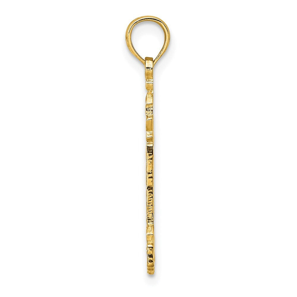 14k Yellow Gold Flat and Textured Lighthouse Charm