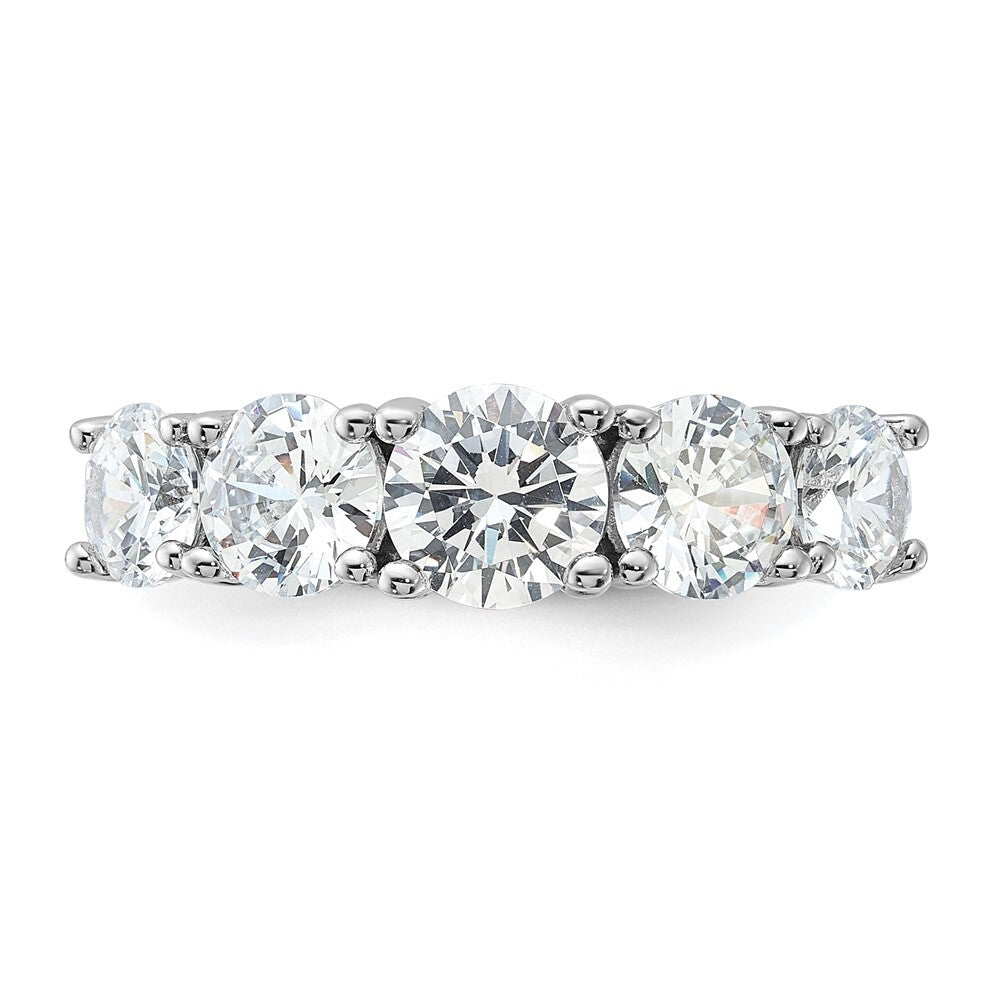 Sterling Silver Rhodium-plated Cubic Zirconia 5-Stone Ring Size 6