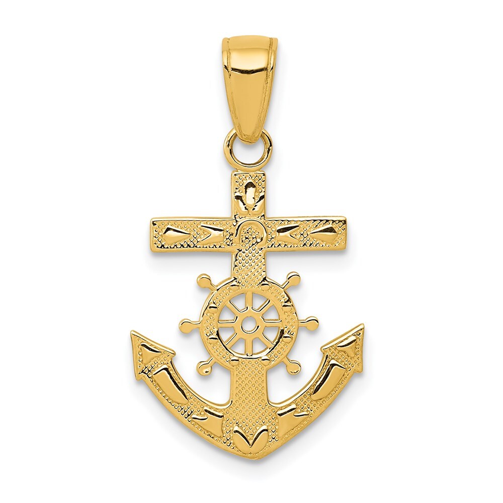 14k Yellow Gold Mariner's Cross Pendant for Women