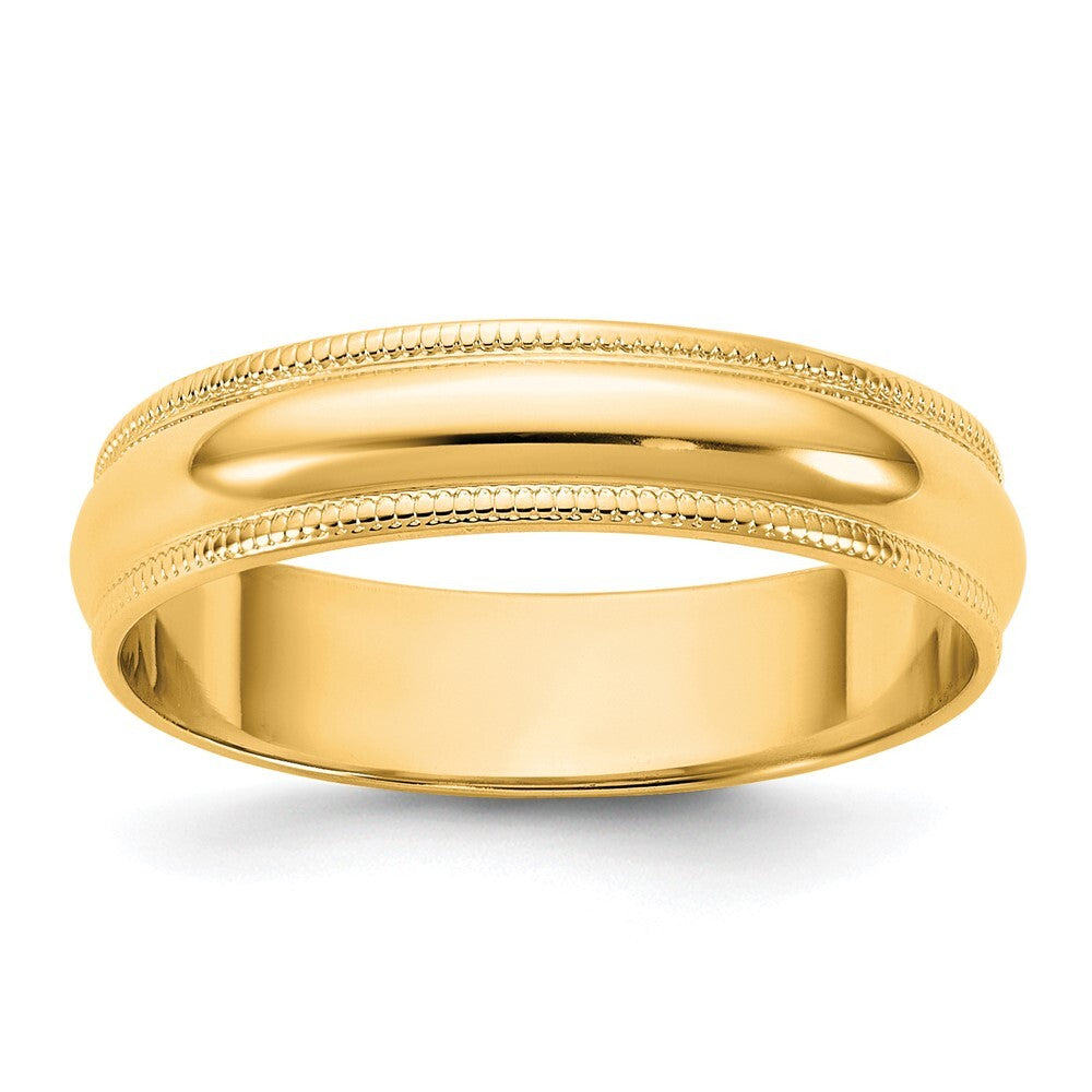 14K Yellow Gold 4.5mm LTW Milgrain Half Round Band Ring Size 7