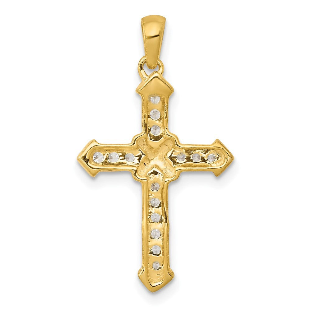 14k Yellow Gold Passion Diamond Cross Pendant