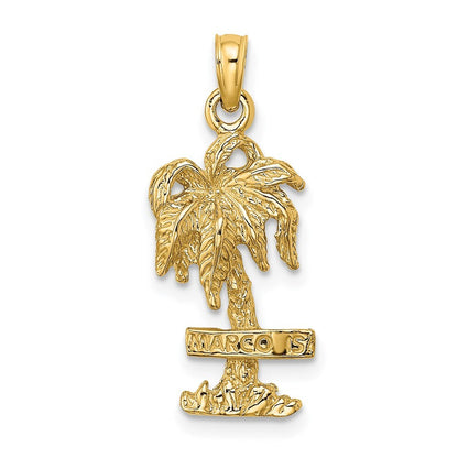 14k Yellow Gold MARCO IS. Palm Tree Charm Pendant for Women