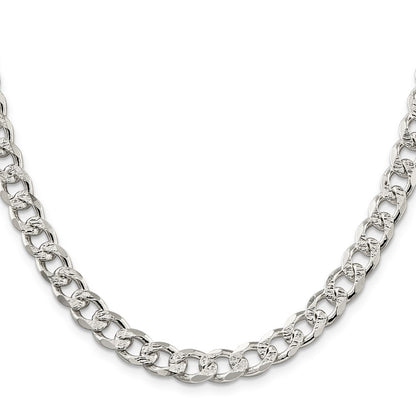 Sterling Silver 8.3mm Pav� Curb Chain Necklace