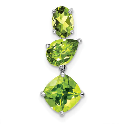 14k White Gold Peridot Chain Slide Pendant for Women