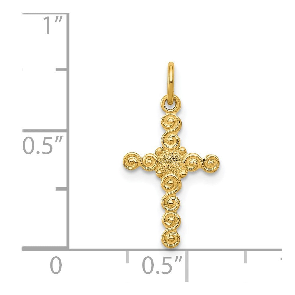 14k Yellow Gold Small Polished Cross Charm Pendant