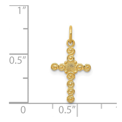 14k Yellow Gold Small Polished Cross Charm Pendant