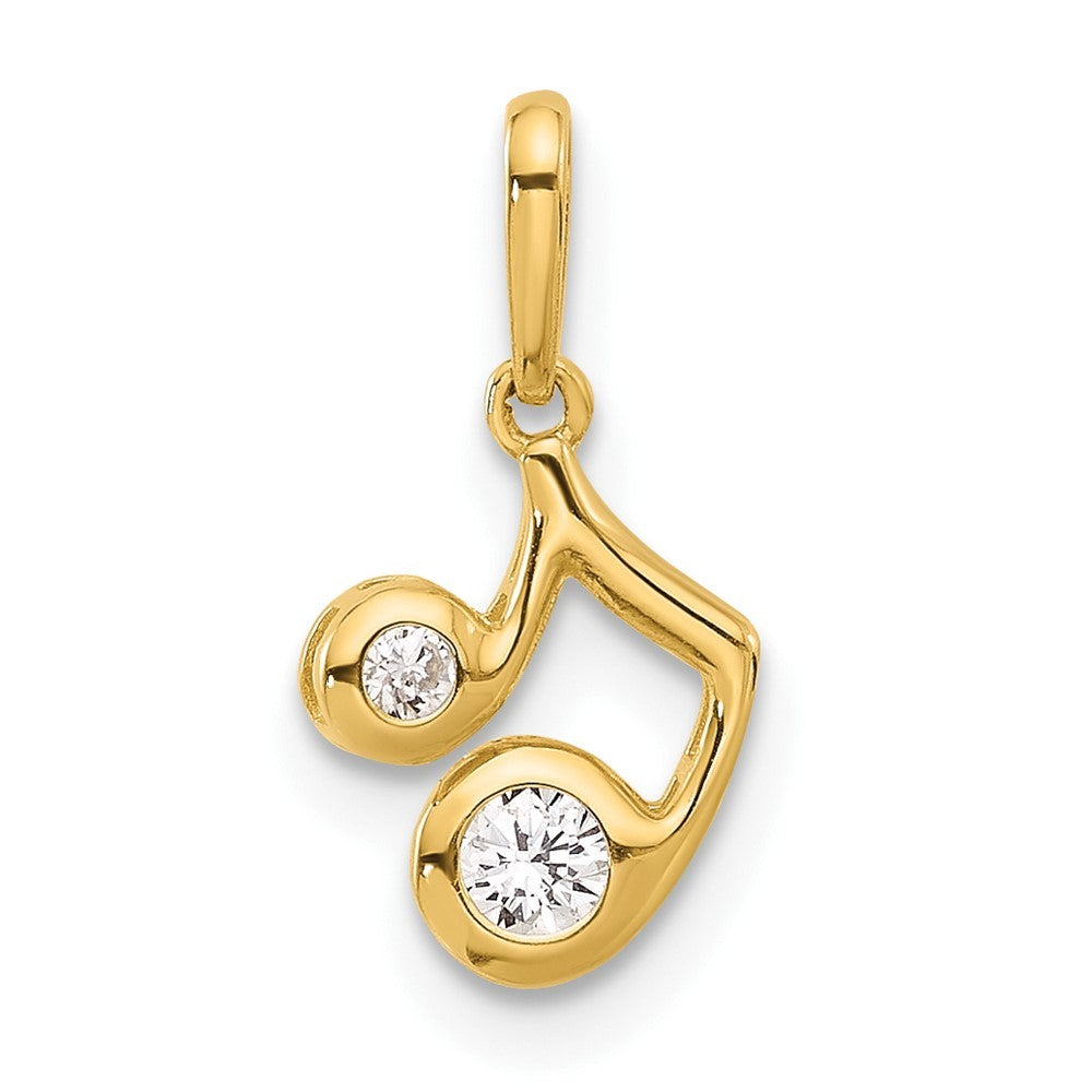 14k Yellow Gold Polished CZ Music Note Pendant