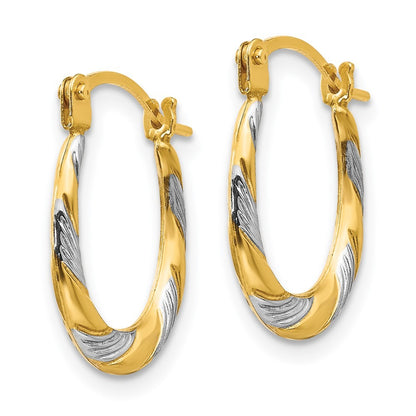 14k Yellow Gold Madi K w/Rhodium Twist Hoop Earrings