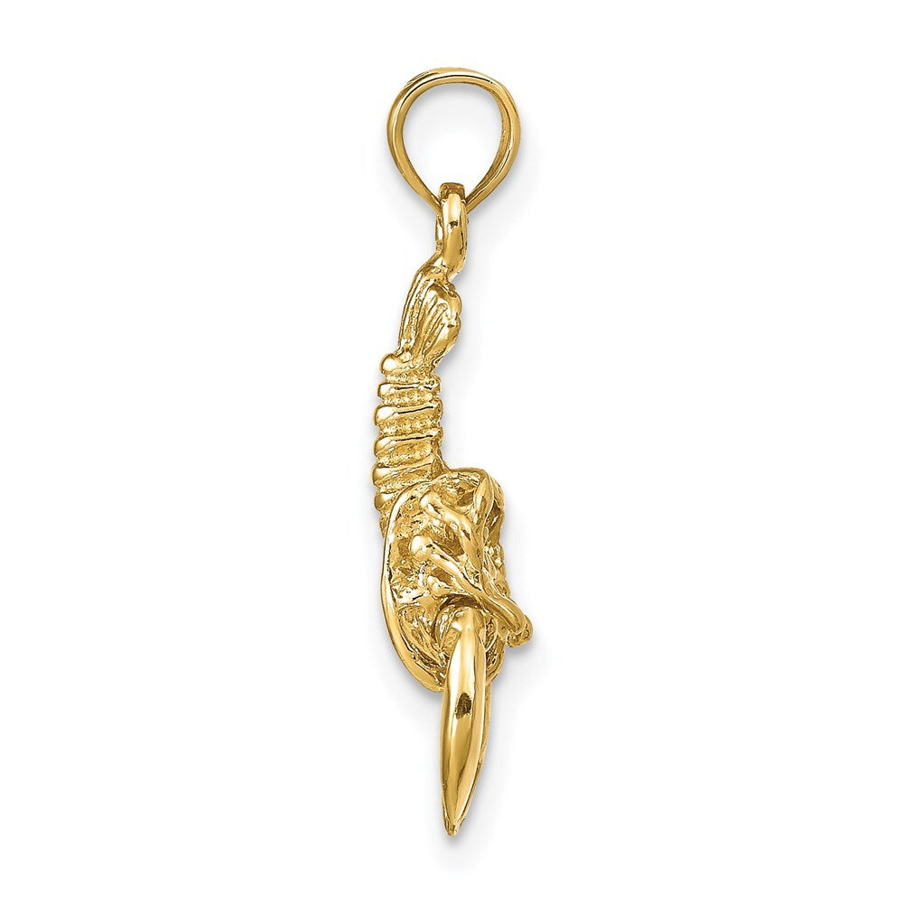 14k Yellow Gold Moveable Lobster Pendant for Women