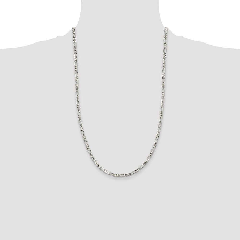 Sterling Silver Rhodium-plated 3.5mm Figaro Chain